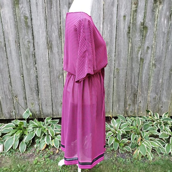 Vintage 80s Toni Todd Pink/Black Houndstooth Dress - Picture 6 of 10